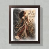 She Rose Anyway Framed Poster, Black Woman Wall Art, Inspirational Quote Poster, Resilient Divine Feminine Floral Print, Gift For Her thumbnail 12