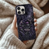 Dark Botanical Tough Phone Case, Gothic Moth & Lavender Floral Phone Cover, Moody Witchy Cottagecore Aesthetic, Gift for Nature Lover thumbnail 2