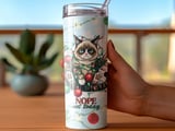 Grumpy Cat Christmas 20oz. Tumbler Wrap PNG, Funny Cat Lover Gift, Nope Not Today Seamless Digital Download, Winter Holiday Design thumbnail 3