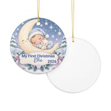 Baby First Christmas Ornament, Custom Name Sleeping Baby on Moon Holiday Keepsake, Personalized New Baby Ornaments for Tree, Newborn Gift thumbnail 6