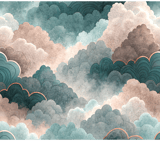 Digital Clouds Pattern, Teal Pink Cloudscape, Geometric Waves, Art Deco, Background, Texture, Digital Paper Bundle, Scrapbook Paper Digital thumbnail 8