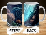 Deep Sea Fish Mug Sublimation Wrap Digital Design, Ocean Life Detailed Art 11oz 15oz Mug Wrap PNG, Coastal Nautical Deep Ocean Sea Animal thumbnail 9