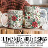 Watercolor Poinsettia Tumbler, Floral Digital Paper, Christmas Tumbler Design, Junk Journal Pages, Scrapbooking Paper, Printable PNG thumbnail 4