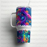 Octopus Tentacle Sublimation, 40oz Tumbler Wrap, Distressed Seamless, Ocean Animals Digital Download, Sea Life Print, Colorful Design thumbnail 5