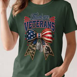 Thank You Veterans Coquette Bow American Flag T-Shirt thumbnail 3
