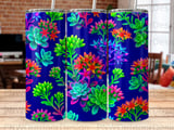 Vibrant Succulent Tumbler Wrap Digital PNG, Seamless Neon Botanical 20oz Skinny Sublimation Design File for Plant Lovers thumbnail 8