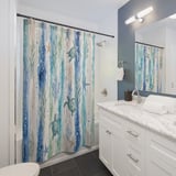 Coastal Reef Watercolor Shower Curtain thumbnail 3