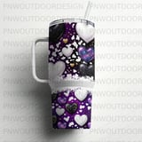 40oz Tumbler Sublimation PNG, Galaxy Hearts Cow Print Distressed Seamless Wrap, Tapered Digital Download, Free Car Coasters thumbnail 5