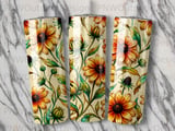 Watercolor Black Eyed Susan Tumbler Wrap PNG, Floral Fall Autumn Seamless Sublimation Design, 20oz Skinny Tumbler Digital thumbnail 7