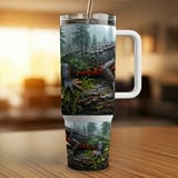 Realistic Red Bellied Newt 40oz Tumbler Wrap Digital Design, Amphibian Forest Sublimation, Naturecore Wildlife Animal Gift thumbnail 4