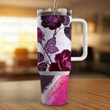 Rose Tumbler Wrap, 40oz Tumbler Design, Floral Sublimation, Seamless Tumbler Wrap, Distressed Tapered Tumbler, Digital Download thumbnail 5