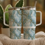 Blue Gold Marble Tumbler Digital, Watercolor Backgrounds, Floral Papers, Junk Journal Pages, Printable PNG, Scrapbooking Paper thumbnail 9