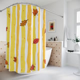 Fall Leaves Shower Curtain, Bath Mat, Cozy Autumn Bathroom Decor, Yellow Striped Thanksgiving Bath Rug, Cottagecore Fall Leaves Home Decor thumbnail 6