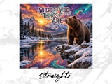 Grizzly Bear 20 oz Tumbler Wrap PNG, Mountain Lake Wildlife Tumbler Sublimation Design, Rustic Outdoor Nature Digital Download thumbnail 4