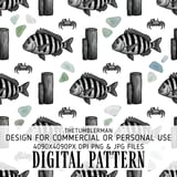 Digital Pattern, Fish Pattern, Crab Pattern, Wood Pattern, Sea Glass Pattern, Digital Bundle, Seamless Pattern, Sublimation Design thumbnail 1
