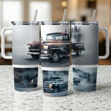 Vintage Chevrolet Truck 40oz Tumbler Wrap Digital File. Classic Car Sublimation Design for Men, Rustic Misty Forest Auto Art PNG Gift thumbnail 9
