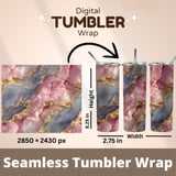 20 oz Skinny Tumbler Wrap Sublimation Design, Pink Marble Stone Texture, Straight and Tapered Wrap png, Digital Download thumbnail 5