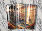 Coastal Sunset T Shirt, Seamless Tumbler Wrap Design, Ocean Sailboat, Digital Download, Printable Artwork, Beach View, Scenic Art thumbnail 2