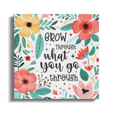 Grow Through What You Go Through Canvas Wrap, Floral Art, Inspirational Quote Art, Motivational Wall Decor, Positive Affirmation Gift thumbnail 2