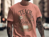Teach with Grace T-Shirt for Teachers, Floral Christian Educator Gift, Vintage Whimsical Back to School Tee thumbnail 13