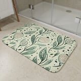 Sage Green Botanical Shower Curtain, Boho Folk Art Leaves Bath Mat, Earthy Cottagecore Bathroom Decor, Modern Nature Floral Bath Set thumbnail 8