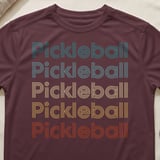 Pickleball Sport-Tek Performance Tee, Pickleball Multi-Color Retro Stripe Text Graphic, Court Apparel thumbnail 2