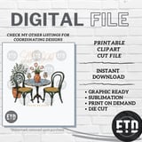 Patio Season Digital File PNG, Save A Seat For Me Bistro Table Cafe Scene Outdoor Living Spring Summer Illustration Download thumbnail 7