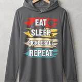 Pickleball Sport-Tek Performance Hood, Eat Sleep Pickleball Repeat Retro Graphic, Lightweight Hoodie thumbnail 5