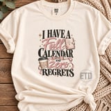 Full Calendar Zero Regrets PNG, Funny Coffee Lover Sublimation Design, Girly Planner Bow Graphic, Coquette Social Butterfly Clipart thumbnail 7