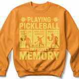 Pickleball Gildan Crewneck Sweatshirt, Playing Pickleball What's The Score Who Just Served Improves Memory, Court Warm Up thumbnail 9