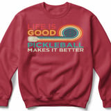 Pickleball Gildan Crewneck Sweatshirt, Life Is Good Pickleball Makes It Better, Cozy Court Warm Up Fleece thumbnail 5