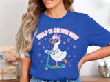 School Nurse T-Shirt: Goose Scooter Design, Stethoscope Stars, Help is on the Way thumbnail 6