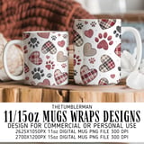 Digital Bundle Pattern, Hearts and Paw Prints, Seamless Pattern, Valentine Sublimation Design, Pet Lover, PNG, JPG, Digital Paper, Fabric thumbnail 4