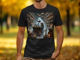 Ghost Reading T-Shirt, Library T-Shirt, Spooky Season T-Shirt, Halloween T-Shirt, Book Lover T-Shirt, Gothic T-Shirt, Witch T-Shirt thumbnail 1