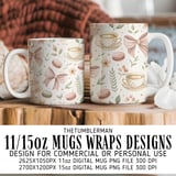 Digital Pattern Bundle, Watercolor Bows, Coffee Cups, Macarons, Floral Design, Digital Paper Pack, Scrapbooking, Commercial Use Digital thumbnail 4
