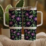 Purple Morning Glory Tumbler Design, Watercolor Flower Digital Paper, Floral Junk Journal, Printable Tumbler PNG, Digital Scrapbook thumbnail 9