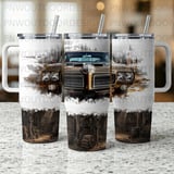 40oz Tumbler Sublimation Design, Classic Car GTO Distressed Seamless PNG, Tapered Wrap Digital Download + Coasters thumbnail 5