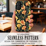 Yellow Orange Floral Tumbler Design, Watercolor Flowers Backgrounds, Junk Journal Pages, Printable Tumbler PNG, Digital Scrapbooking Paper thumbnail 6