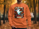 Leaf Me Alone Im Happy T-Shirt, Funny Ghost Tee, Fall Leaves, Sugar Skull, Halloween Shirt, Autumn Season Shirt thumbnail 3