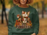 Fall Is Purrfect Sweatshirt, Quilted Cat Hoodie, Cute Autumn Cat Tote Bag, Cozy Fall Season Crewneck, Thanksgiving Cat Mom Gift thumbnail 8