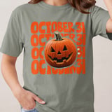 October 31st Halloween Pumpkin T-Shirt | Spooky Jack-o'-Lantern Tee | Retro Vintage Fall Season Holiday Shirt thumbnail 4