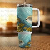 Pufferfish Ocean Tumbler Wrap Digital Design 40oz | Seamless Distressed Marine Life Sublimation PNG for Tapered Tumbler thumbnail 8