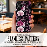 Orchid Tumbler Design, Floral Digital Paper, Watercolor Flower Background, Printable Tumbler Png, Junk Journal Paper, Digital Scrapbooking thumbnail 6