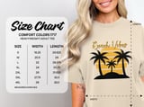 Comfort Colors Beach Vibes T-Shirt, Tropical Vacation Palm Tree Sunset Tee with Faux Gold Print Text, Coastal Summer Beach Lover Gift Shirt thumbnail 10