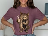 Grumpy Werewolf Coffee Cat Tee thumbnail 1