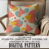 Digital Pattern Bundle, Abstract Shapes, Retro Design, 1950s Style, Printable Art, Commercial Use, Seamless Pattern, Digital Paper Pack thumbnail 5