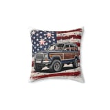 Grand Wagoneer Pillows, Waggy American Flag, Patriotic Car Pillow Cases, Off Road SUV Decor, Classic Wood Grain Truck, Gifts for Car Lovers thumbnail 3