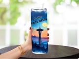 Seattle Space Needle 20oz Tumbler Wrap, Washington Skyline Sunset, Seamless Tumbler Design, Cityscape Tumbler, Full Wrap Tumbler thumbnail 3