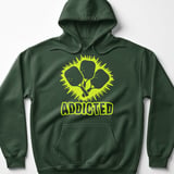 Pickleball Gildan Fleece Hoodie, ADDICTED, Court Pullover Graphic Sweatshirt for Cold Weather Spectating thumbnail 5