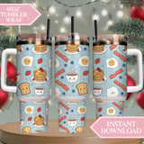 Digital Pancakes Pattern, Breakfast Food Print, Egg and Bacon Design, Cute Kawaii Art, Food Lover Gift, Digital Bundle, Fun Seamless Repeat thumbnail 10